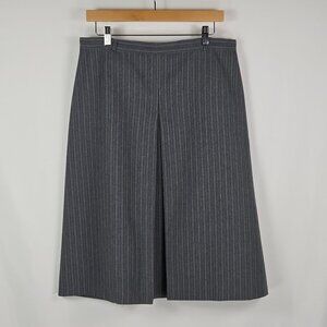 Vintage New Attitude Pinstripe Twill Skirt 12 Gray A-Line Midi Made USA ILGWU